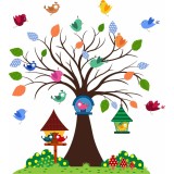 Sticker decorativ - Copacel si pasari