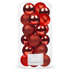 Set globuri de Craciun, 20 bucati, 3 modele, 4cm, rosu Household NewTrend