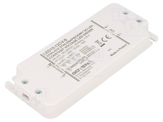 Alimentator LED 15W 12V 1.25A IP20