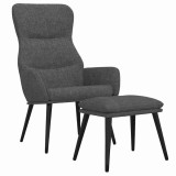 Cumpara ieftin Scaun de relaxare cu taburet, gri inchis, material textil