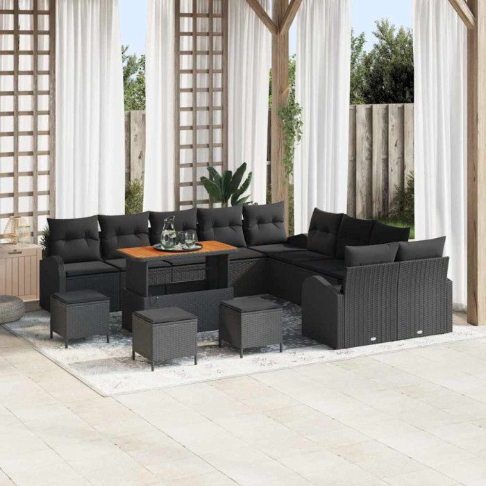 vidaXL Set de canapele pentru grădină 14 pcs Negru 110 x 55 x 71 cm