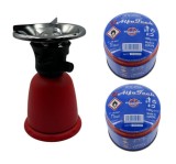 Set Arzator Portabil Gaz cu Aprindere Quartz + 2 Butelii Gaz 190g Butan/Propan Camping Excursii Picnic