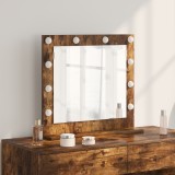vidaXL oglindă cu luminile LED, stejar fumuriu 60x55x18 cm