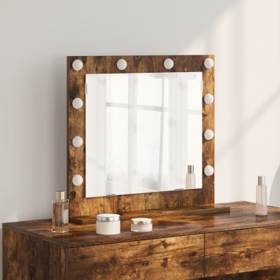 vidaXL Oglindă de toaletă cu oglindă Stejar fumuriu 60 x 55 x 18 cm 868289 foto