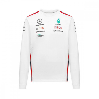 Mercedes AMG Petronas tricou de bărbați cu m&amp;acirc;necă lungă official white F1 Team 2023 - L foto