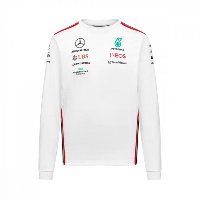 Mercedes AMG Petronas tricou de bărbați cu m&acirc;necă lungă official white F1 Team 2023 - L