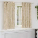 Set de draperii din catifea 2 buc cu &oelig;illets crem 175 x 140 cm