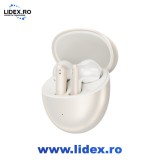Casti wireless HiFuture ColorBuds 3, TWS, Anulare activa a zgomotului (ANC), Apeluri clare cu 4 Microfoane, BT 5.4, Baterie 25h, Pearl White