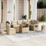 vidaXL Set canapele de grădină, 7 piese, cu perne, bej, poliratan 3271779