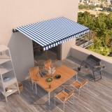 VidaXL Copertină retractabilă automat, albastru și alb, 450x350 cm