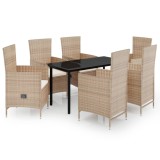 Cumpara ieftin Set mobilier pentru gradina, cu perne, 7 piese, bej