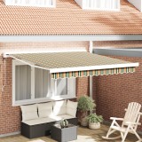vidaXL Marchiză retractabilă automată verde și galbenă 350x250 cm