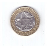 Moneda Italia 1000 lire 1998, stare foarte buna, curata, Europa, Cupru-Nichel