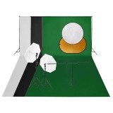 Cumpara ieftin Kit studio foto cu set de lumini, fundal si reflector
