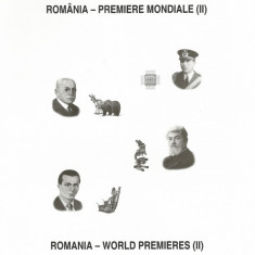 Romania, LP 1923a/2011, Premiere mondiale (II), carton filatelic