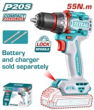 TOTAL - MASINA DE GAURIT - 20V - 55N.m MOTOR FARA PERII (NU INCLUDE ACUMULATOR) PowerTool TopQuality