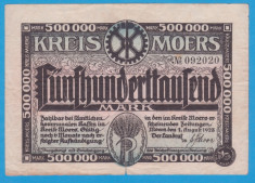 (1) BANCNOTA (GROSSNOTGELD) GERMANIA - KREIS MOERS - 500.000 MARK 1923, EDITIA 1 foto