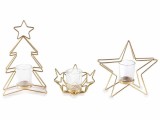 Cumpara ieftin Set 3 candele Craciun metal auriu sticla 14.5x5.5x24.5 cm