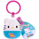 Jucarie de plus breloc, Squishmallows, Hello Kitty, 9 cm