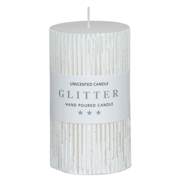 Lum&acirc;nare Decorativă, Glitter, Brushed, Culoare Albă, 7x12 cm, Fără Parfum