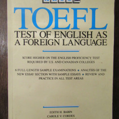 TOEFL. TEST OF ENGLISH AS A FOREIGN LANGUAGE, Ed.IV, 1987