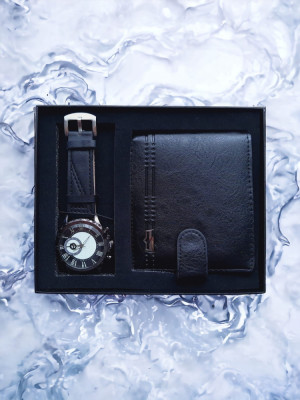 Set bărbați ceas și portofel negru foto
