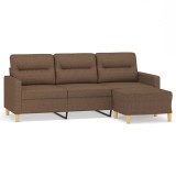 Cumpara ieftin Canapea cu 3 locuri cu taburet, maro, 180 cm, material textil