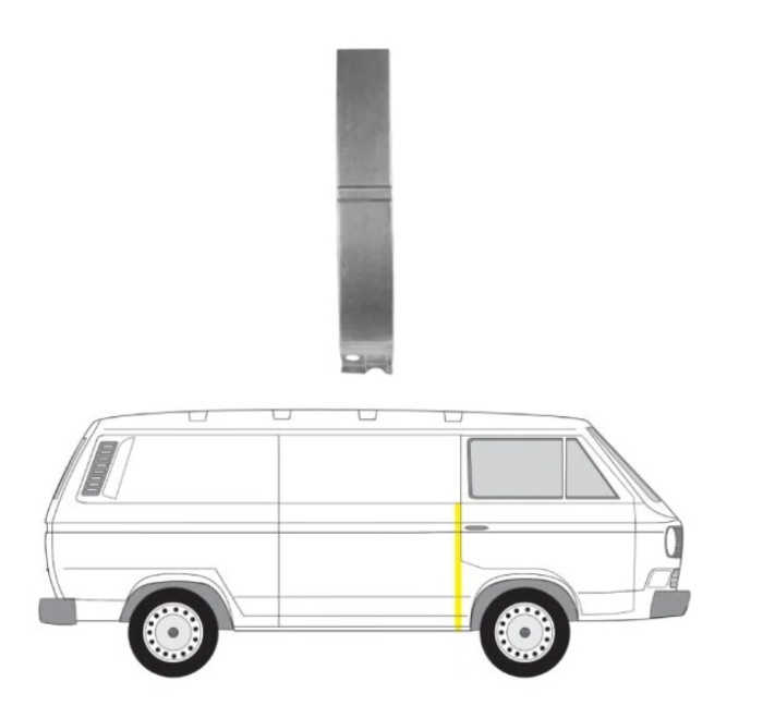 Stap mijloc, stalp B Volkswagen Transporter (T3), 07.1979-1992, montare dreapta, perete lateral; inaltime 51 cm, latime 8 cm, KLOKKERHOLM