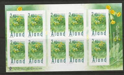 Aland (Finlanda) 1999 - Flori, minicoala timbre autocolant neuzate foto