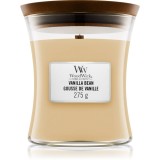 Woodwick Vanilla Bean lum&acirc;nare parfumată cu fitil din lemn 275 g