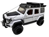Macheta Mercedes G class alb 4x4 scara 1:32 off road usi capota deschise sunete si lumini