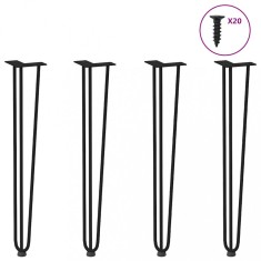 vidaXL picioare tip ac de păr pentru masă consolă, 4 buc., negru, 72 cm, oțel masiv 4012444