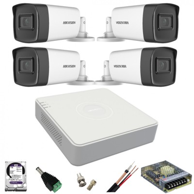 Kit de supraveghere Hikvision cu 4 camere de 2 Megapixeli, Infrarosu 40M, DVR cu 4 canale si accesorii incluse SafetyGuard Surveillance foto