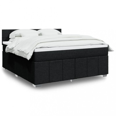vidaXL Pat box spring cu saltea, negru, 180x200 cm, catifea 3289449 foto