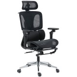 HOMCOM Scaun de birou ergonomic cu cotiere 6D, tetieră și ad&acirc;ncime șezut reglabilă, 67 x 71 x 133 cm, negru | Aosom Romania