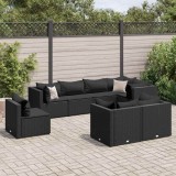 vidaXL Set mobilier de grădină cu perne, 8 piese, negru, poliratan 3308195