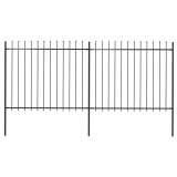 vidaXL Gard de grădină cu v&acirc;rf suliță, negru, 3,4 x 1,5 m, oțel