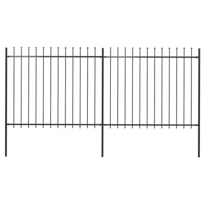 vidaXL Gard de grădină cu v&amp;acirc;rf suliță, negru, 3,4 x 1,5 m, oțel foto