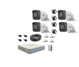 Kit complet de supraveghere Hikvision 4 camere AnalogHD 2MP lentila 2.8mm IR 30m, DVR 4 canale 2MP, HDD si accesorii SafetyGuard Surveillance