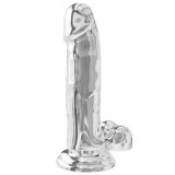 Realiste cu testicule - Toy Joy Get Real Dildo cu Testicule 18 cm Transparent Membrul Flexibil si Venele Definite Ofera Senzatie Reala