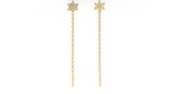 Cercei aur 14K fir, model stea cu pietre stralucitoare, eleganti, 1.66 gr