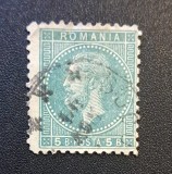 Regele Carol I (Emisiunea "Perle" / București) - 5 Bani Verde-Albăstrui / Smarald (Dintelat, Ștampilă Poștală Datată "NOE") RO2