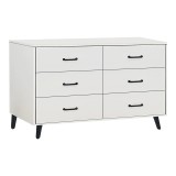 Comodă din mdf Adrenile pakoworld &icirc;n nuanță albă și picior din metal negru 120x40x74cm