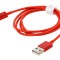 Cablu Apple Lightning USB A 1m roșu textil 2,4A