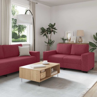Set canapea cu perne, 2 piese, roșu vin, material textil foto
