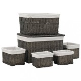 Cumpara ieftin Set de coșuri suprapuse, 6 piese, gri, salcie naturală