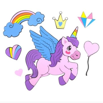 Decoratiuni pentru perete, model cu Unicorn si curcubeu foto