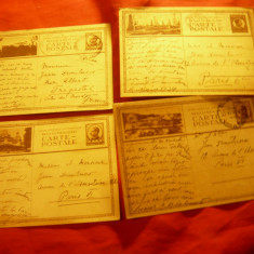 Set 4 Carti Postale ilustrate Carol II : Sonde ,Ocna Sibiu ,Rasnov ,Calimanesti