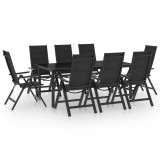 vidaXL Set mobilier de grădină, 9 piese, antracit, aluminiu 3070642