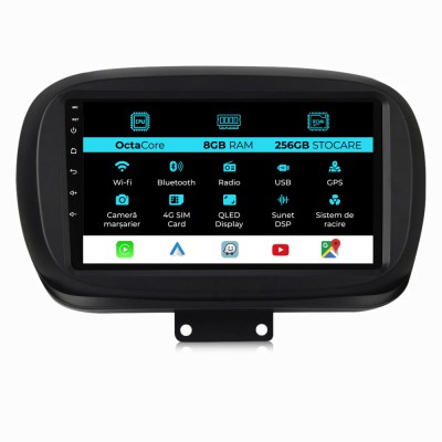 Navigatie Dedicata Fiat 500x (2014 - 2020), 9Inch, 8Gb Ram, 256Gb Stocare, Carplay foto